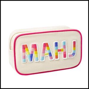 Soft Canvas Mahjong Tile Storage Bag Zipper Closure Portable Game Case